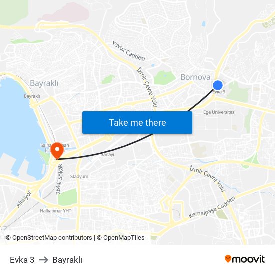 Evka 3 to Bayraklı map