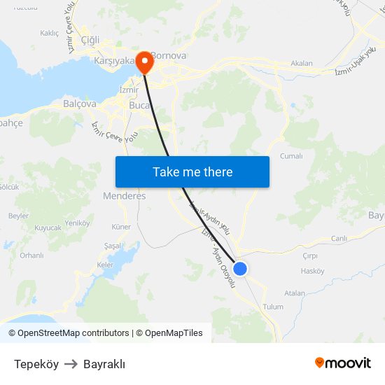 Tepeköy to Bayraklı map