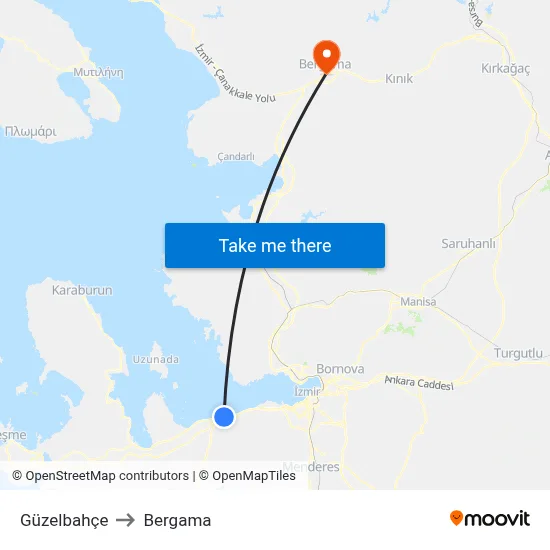 Güzelbahçe to Bergama map