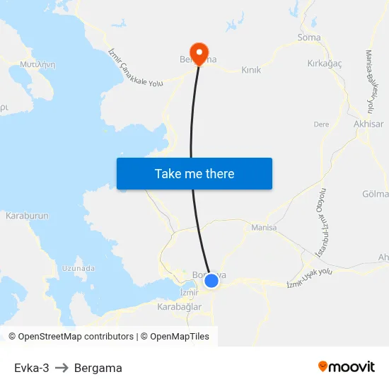 Evka-3 to Bergama map