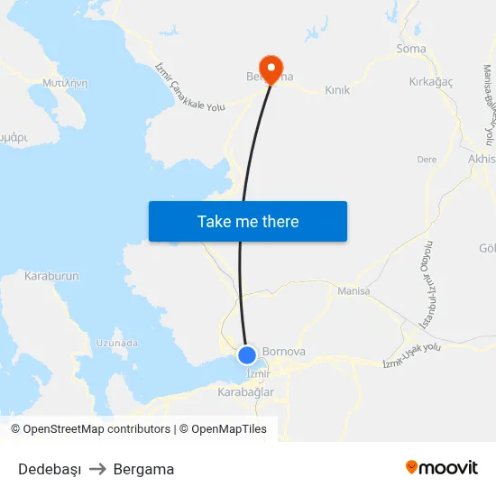 Dedebaşı to Bergama map