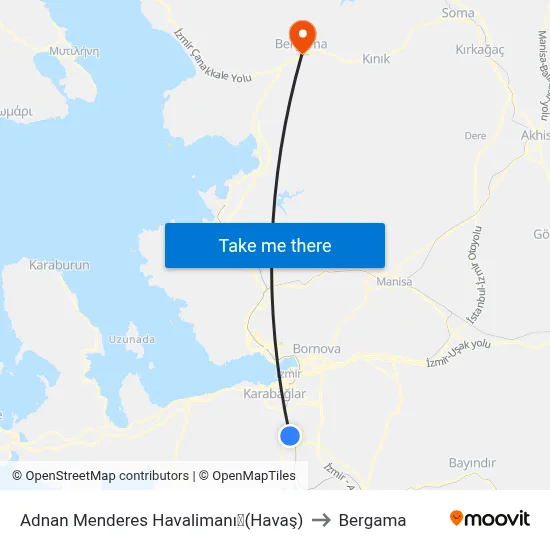Adnan Menderes Havalimanı✈(Havaş) to Bergama map