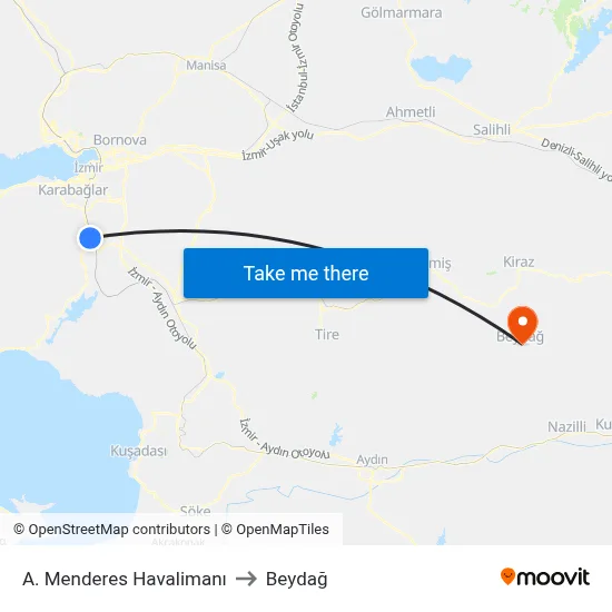 A. Menderes Havalimanı to Beydağ map