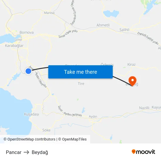Pancar to Beydağ map