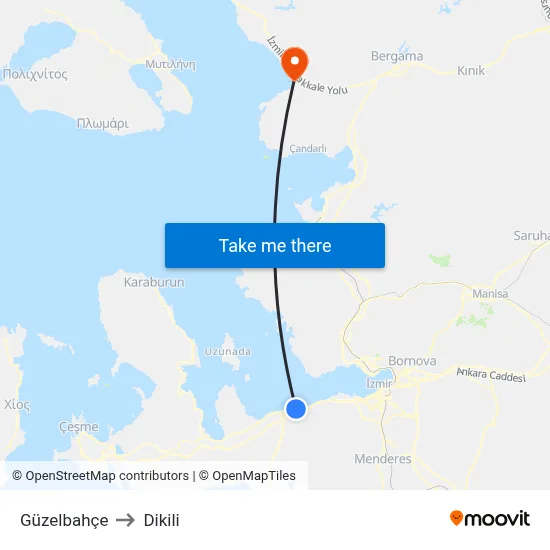 Güzelbahçe to Dikili map