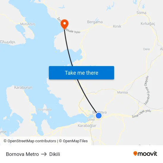 Bornova Hastane to Dikili map