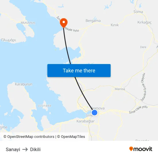 Sanayi to Dikili map