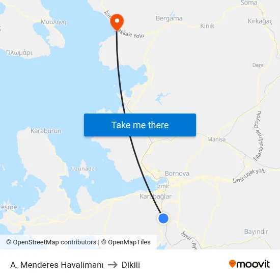 A. Menderes Havalimanı to Dikili map