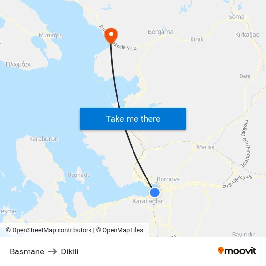 Basmane to Dikili map