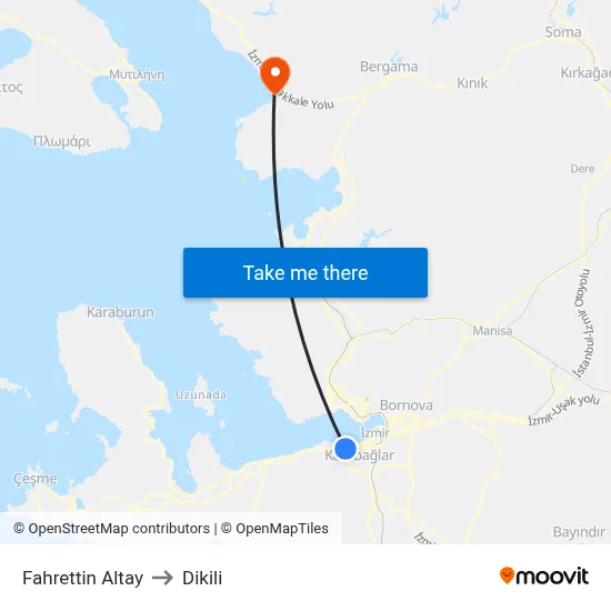 Fahrettin Altay to Dikili map