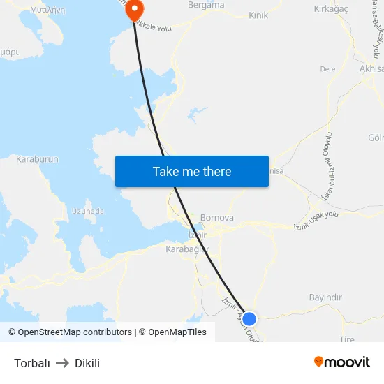 Torbalı to Dikili map