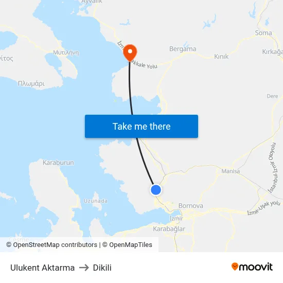 Ulukent Aktarma to Dikili map