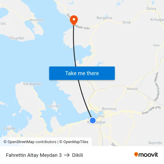 Fahrettin Altay Meydan 3 to Dikili map