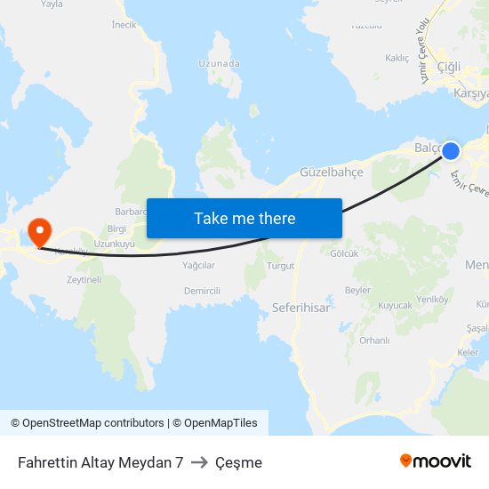 Fahrettin Altay Meydan 7 to Çeşme map