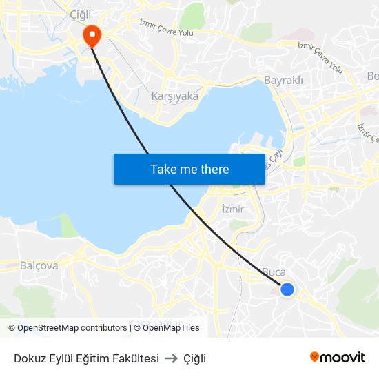 Dokuz Eylül Eğitim Fakültesi to Çiğli map