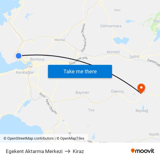 Egekent Aktarma Merkezi to Kiraz map