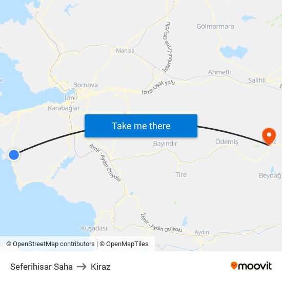 Seferihisar Saha to Kiraz map