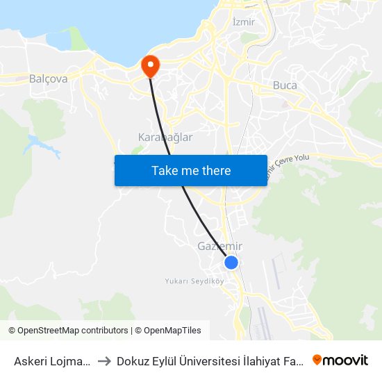 Askeri Lojmanlar to Dokuz Eylül Üniversitesi İlahiyat Fakültesi map