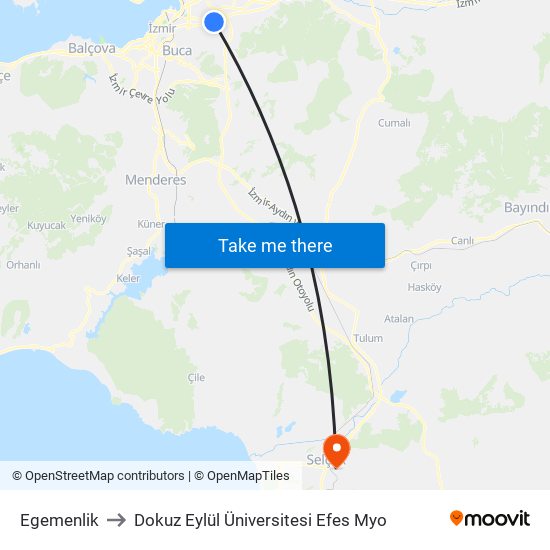 Egemenlik to Dokuz Eylül Üniversitesi Efes Myo map