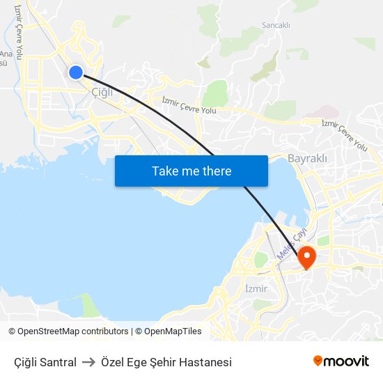 Çiğli Santral to Özel Ege Şehir Hastanesi map