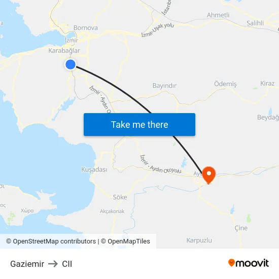 Gaziemir to CII map