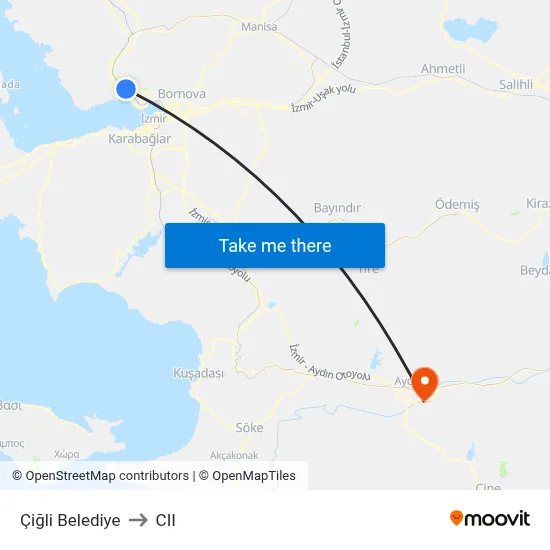 Çiğli Belediye to CII map