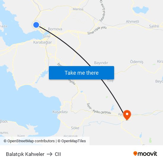 Balatçık Kahveler to CII map