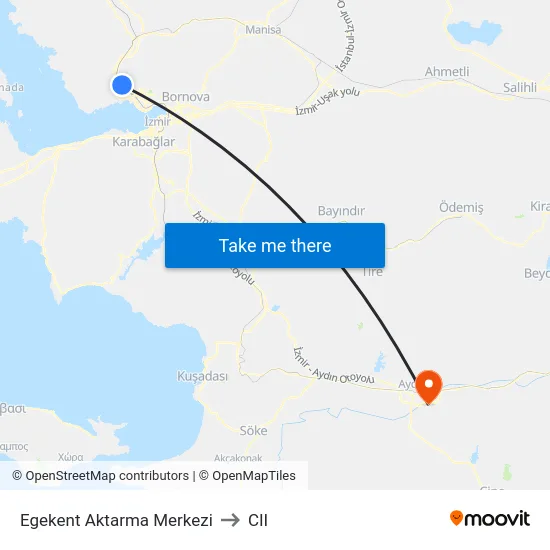 Egekent Aktarma Merkezi to CII map