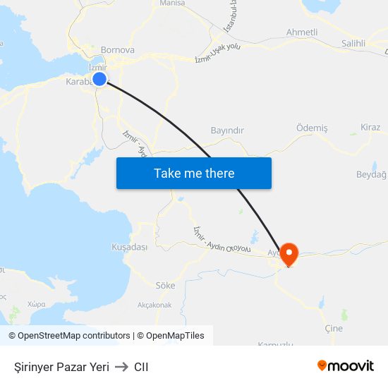 Şirinyer Pazar Yeri to CII map