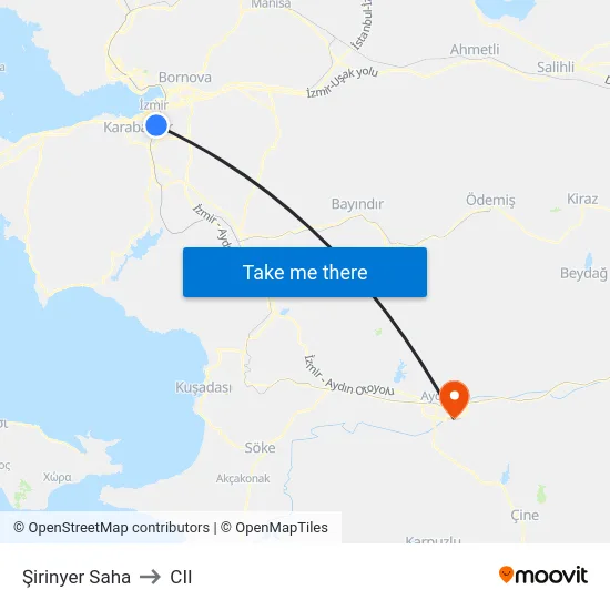 Şirinyer Saha to CII map