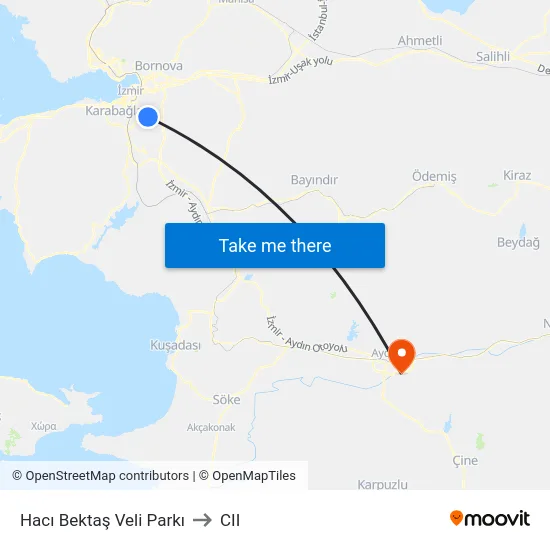 Hacı Bektaş Veli Parkı to CII map