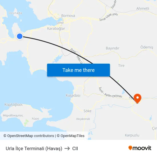 Urla İlçe Terminali (Havaş) to CII map