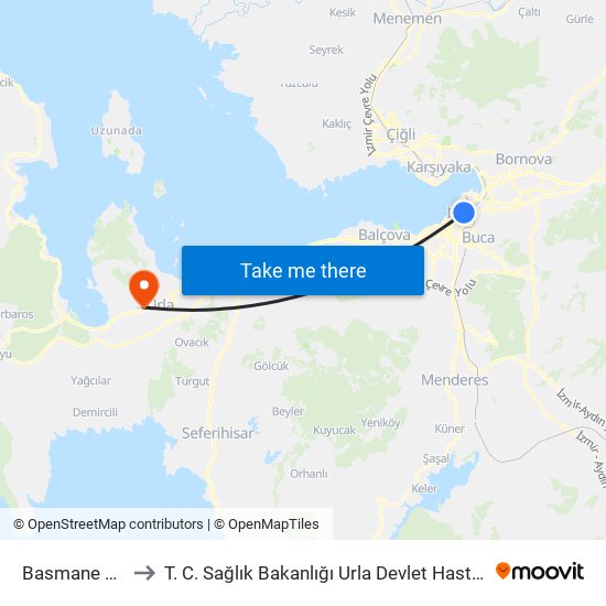 Basmane Gar to T. C. Sağlık Bakanlığı Urla Devlet Hastanesi map