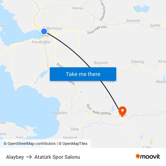 Alaybey to Atatürk Spor Salonu map