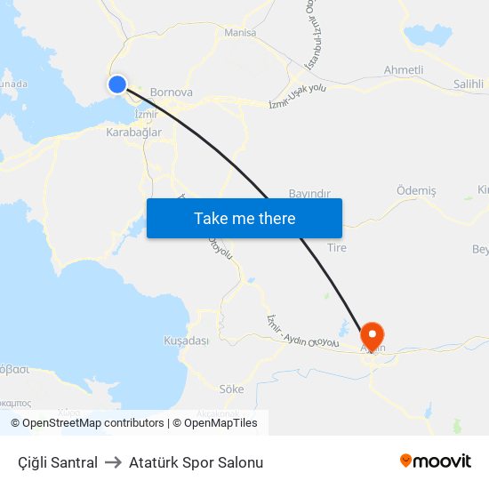Çiğli Santral to Atatürk Spor Salonu map