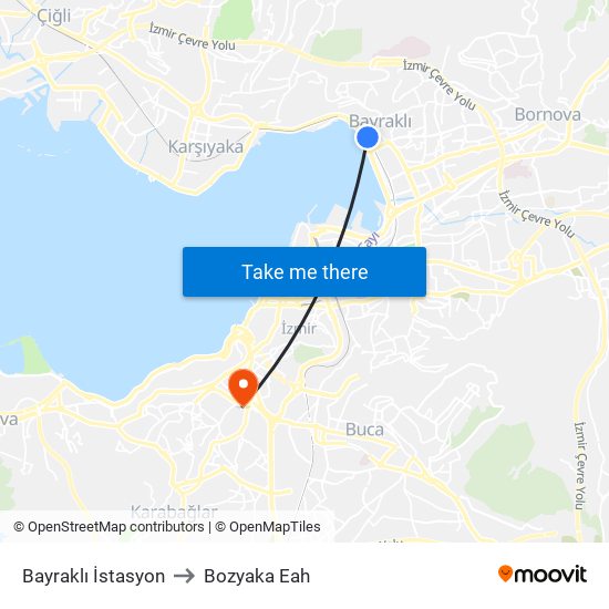 Bayraklı İstasyon to Bozyaka Eah map