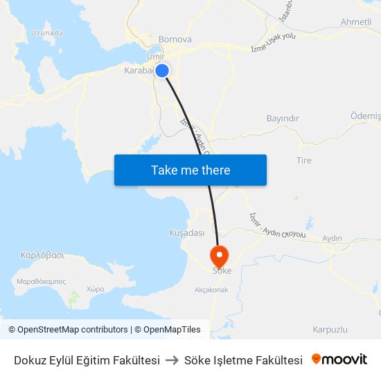 Dokuz Eylül Eğitim Fakültesi to Söke Işletme Fakültesi map