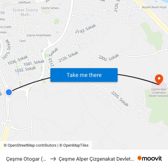Çeşme Otogar (Havaş) to Çeşme Alper Çizgenakat Devlet Hastanesi map