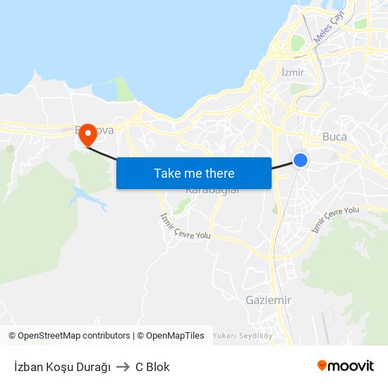 İzban Koşu Durağı to C Blok map
