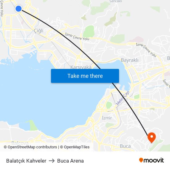 Balatçık Kahveler to Buca Arena map
