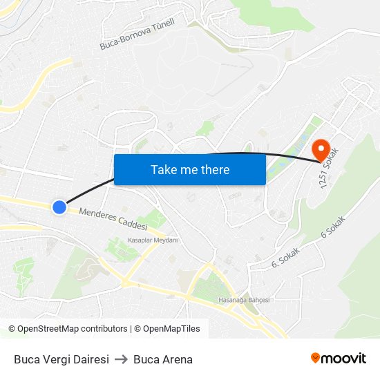 Buca Vergi Dairesi to Buca Arena map