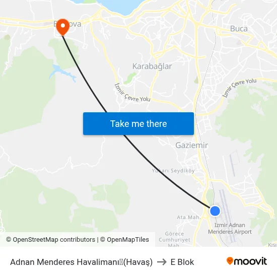 Adnan Menderes Havalimanı✈(Havaş) to E Blok map