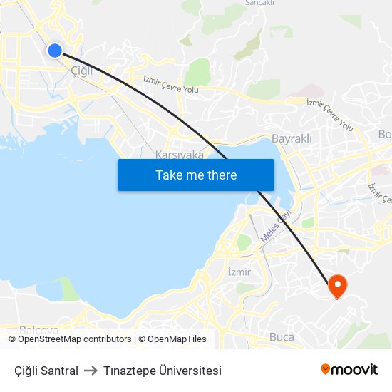 Çiğli Santral to Tınaztepe Üniversitesi map