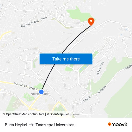 Buca Heykel to Tınaztepe Üniversitesi map