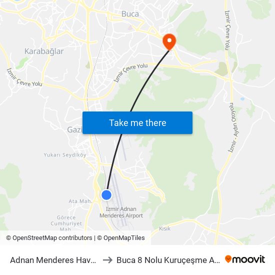 Adnan Menderes Havalimanı✈(Havaş) to Buca 8 Nolu Kuruçeşme Aile Sağlığı Merkezi map