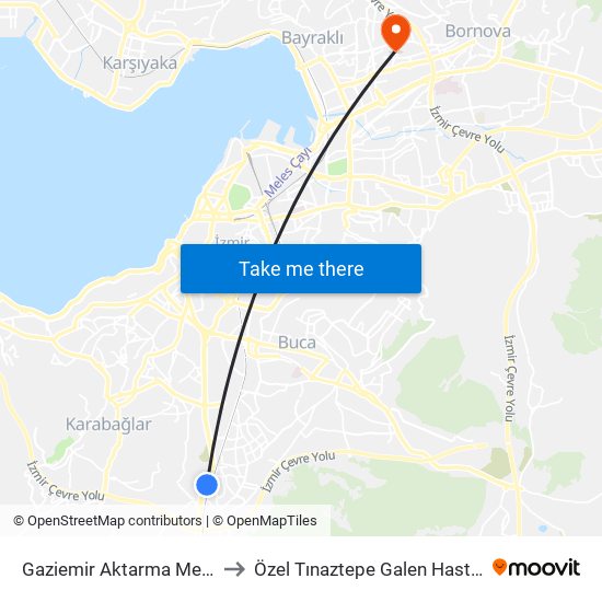 Gaziemir Aktarma Merkezi to Özel Tınaztepe Galen Hastanesi map