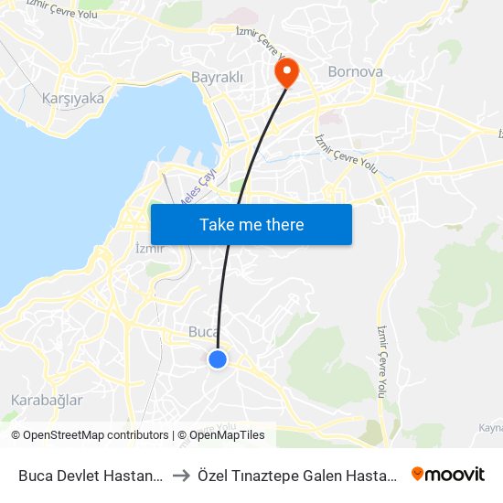 Buca Devlet Hastanesi to Özel Tınaztepe Galen Hastanesi map