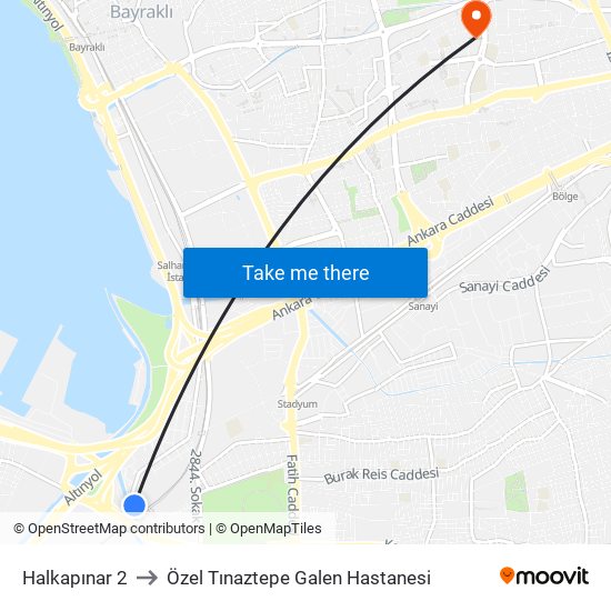 Halkapınar 2 to Özel Tınaztepe Galen Hastanesi map