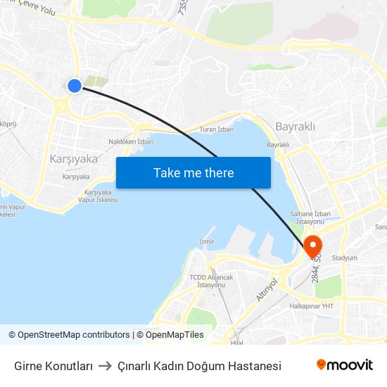 Girne Konutları to Çınarlı Kadın Doğum Hastanesi map