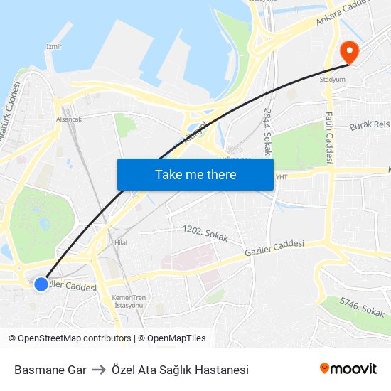 Basmane Gar to Özel Ata Sağlık Hastanesi map